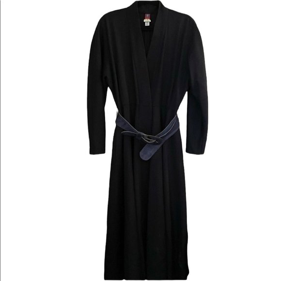 Vintage Ann Klein 100% wool long wrap coat size 8 - Picture 1 of 7